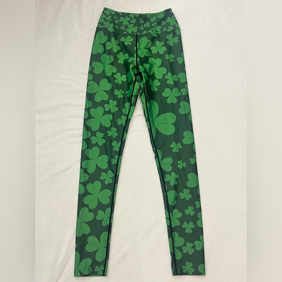 Vastitch Pants - Vastitch Two-Tone Green Clover Women’s Leggings Size Small